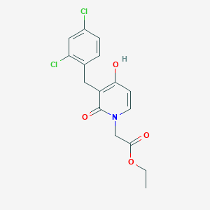molecular formula C16H15Cl2NO4 B2664300 ethyl 2-[3-(2,4-dichlorobenzyl)-4-hydroxy-2-oxo-1(2H)-pyridinyl]acetate CAS No. 478045-88-4