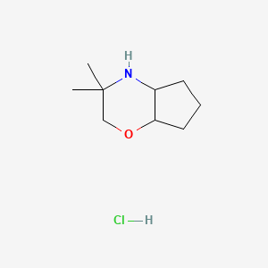 molecular formula C9H18ClNO B2664301 3,3-Dimethyl-octahydrocyclopenta[b]morpholine hydrochloride CAS No. 1309976-16-6