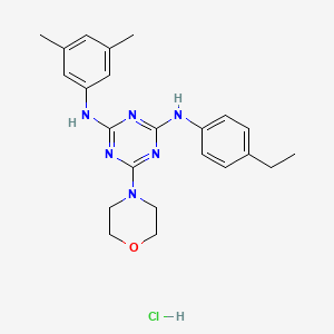 molecular formula C23H29ClN6O B2664313 N2-(3,5-dimethylphenyl)-N4-(4-ethylphenyl)-6-morpholino-1,3,5-triazine-2,4-diamine hydrochloride CAS No. 1179403-59-8