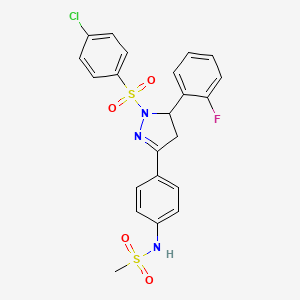 N-(4-(1-((4-chlorophenyl)sulfonyl)-5-(2-fluorophenyl)-4,5-dihydro-1H-pyrazol-3-yl)phenyl)methanesulfonamide