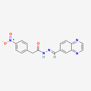 molecular formula C17H13N5O3 B2664324 (E)-2-(4-nitrophenyl)-N'-(quinoxalin-6-ylmethylene)acetohydrazide CAS No. 1018148-23-6
