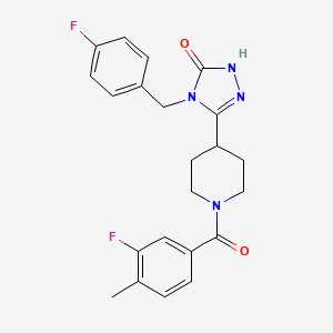 molecular formula C22H22F2N4O2 B2664325 4-(4-fluorobenzyl)-5-[1-(3-fluoro-4-methylbenzoyl)piperidin-4-yl]-2,4-dihydro-3H-1,2,4-triazol-3-one CAS No. 1775311-27-7