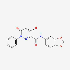 molecular formula C19H15N3O5 B2664328 N-(1,3-benzodioxol-5-yl)-4-methoxy-6-oxo-1-phenylpyridazine-3-carboxamide CAS No. 941948-38-5