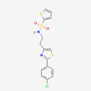 molecular formula C15H13ClN2O2S3 B2664329 N-{2-[2-(4-chlorophenyl)-1,3-thiazol-4-yl]ethyl}thiophene-2-sulfonamide CAS No. 946328-96-7