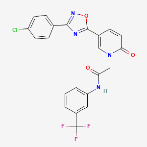 molecular formula C22H14ClF3N4O3 B2664333 2-{5-[3-(4-chlorophenyl)-1,2,4-oxadiazol-5-yl]-2-oxo-1,2-dihydropyridin-1-yl}-N-[3-(trifluoromethyl)phenyl]acetamide CAS No. 1116007-48-7