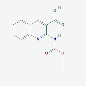 molecular formula C15H16N2O4 B2664337 2-[(2-Methylpropan-2-yl)oxycarbonylamino]quinoline-3-carboxylic acid CAS No. 2248353-52-6