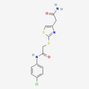 2-((4-(2-amino-2-oxoethyl)thiazol-2-yl)thio)-N-(4-chlorophenyl)acetamide