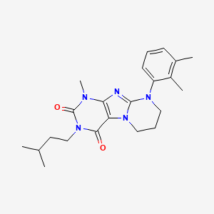 molecular formula C22H29N5O2 B2664346 9-(2,3-dimethylphenyl)-1-methyl-3-(3-methylbutyl)-6,7,8,9-tetrahydropyrimido[2,1-f]purine-2,4(1H,3H)-dione CAS No. 922453-33-6