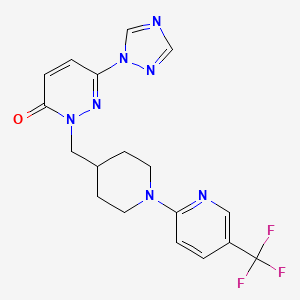 molecular formula C18H18F3N7O B2664352 6-(1H-1,2,4-triazol-1-yl)-2-({1-[5-(trifluoromethyl)pyridin-2-yl]piperidin-4-yl}methyl)-2,3-dihydropyridazin-3-one CAS No. 2176201-09-3