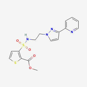 molecular formula C16H16N4O4S2 B2664359 methyl 3-(N-(2-(3-(pyridin-2-yl)-1H-pyrazol-1-yl)ethyl)sulfamoyl)thiophene-2-carboxylate CAS No. 1448060-74-9