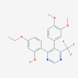 2-[5-(3,4-Dimethoxyphenyl)-6-(trifluoromethyl)pyrimidin-4-yl]-5-ethoxyphenol