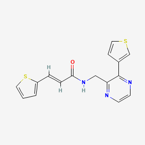 molecular formula C16H13N3OS2 B2664381 (E)-3-(thiophen-2-yl)-N-((3-(thiophen-3-yl)pyrazin-2-yl)methyl)acrylamide CAS No. 2035021-63-5