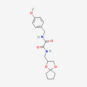 molecular formula C18H24N2O5 B2664395 N1-(1,4-dioxaspiro[4.4]nonan-2-ylmethyl)-N2-(4-methoxybenzyl)oxalamide CAS No. 899982-27-5