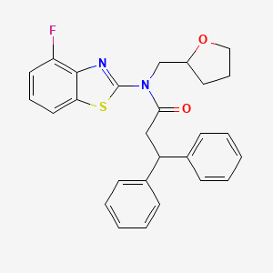 molecular formula C27H25FN2O2S B2664406 N-(4-氟苯并[d]噻唑-2-基)-3,3-二苯基-N-((四氢呋喃-2-基)甲基)丙酰胺 CAS No. 1170138-82-5