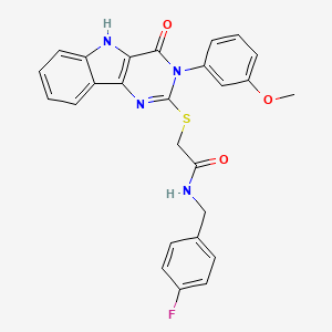 molecular formula C26H21FN4O3S B2664414 N-(4-fluorobenzyl)-2-((3-(3-methoxyphenyl)-4-oxo-4,5-dihydro-3H-pyrimido[5,4-b]indol-2-yl)thio)acetamide CAS No. 536706-73-7