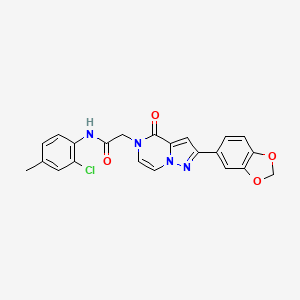 molecular formula C22H17ClN4O4 B2664416 2-[2-(1,3-benzodioxol-5-yl)-4-oxopyrazolo[1,5-a]pyrazin-5(4H)-yl]-N-(2-chloro-4-methylphenyl)acetamide CAS No. 1223801-92-0