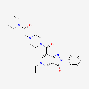 molecular formula C25H32N6O3 B2664417 N,N-diethyl-2-(4-(5-ethyl-3-oxo-2-phenyl-3,5-dihydro-2H-pyrazolo[4,3-c]pyridine-7-carbonyl)piperazin-1-yl)acetamide CAS No. 1040649-34-0