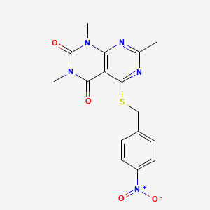 molecular formula C16H15N5O4S B2664423 1,3,7-trimethyl-5-((4-nitrobenzyl)thio)pyrimido[4,5-d]pyrimidine-2,4(1H,3H)-dione CAS No. 852168-64-0