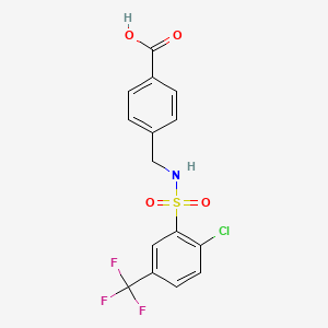 molecular formula C15H11ClF3NO4S B2664424 4-[2-Chloro-5-(trifluoromethyl)benzenesulfonamidomethyl]benzoic acid CAS No. 749897-01-6