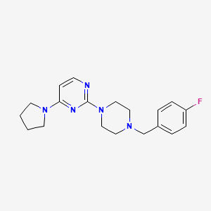 molecular formula C19H24FN5 B2664430 2-{4-[(4-Fluorophenyl)methyl]piperazin-1-yl}-4-(pyrrolidin-1-yl)pyrimidine CAS No. 2415630-93-0