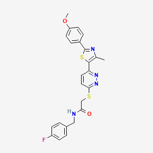 molecular formula C24H21FN4O2S2 B2664436 N-(4-fluorobenzyl)-2-((6-(2-(4-methoxyphenyl)-4-methylthiazol-5-yl)pyridazin-3-yl)thio)acetamide CAS No. 954696-79-8