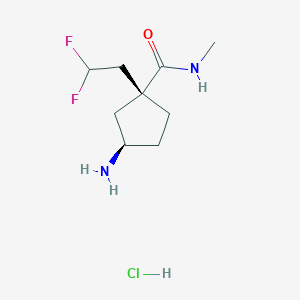 molecular formula C9H17ClF2N2O B2664442 (1R,3R)-3-amino-1-(2,2-difluoroethyl)-N-methylcyclopentane-1-carboxamide hydrochloride CAS No. 2375164-93-3