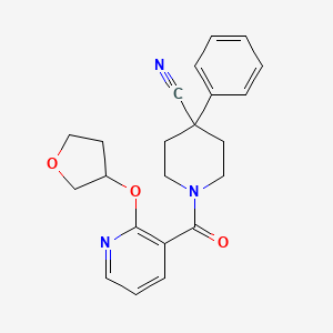 4-Phenyl-1-(2-((tetrahydrofuran-3-yl)oxy)nicotinoyl)piperidine-4-carbonitrile