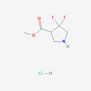 molecular formula C6H10ClF2NO2 B2664454 甲酸 4,4-二氟吡咯啉-3-甲酯 盐酸盐 CAS No. 1638764-88-1