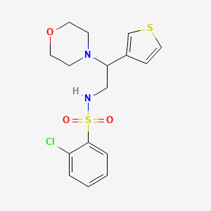 molecular formula C16H19ClN2O3S2 B2664466 2-chloro-N-(2-morpholino-2-(thiophen-3-yl)ethyl)benzenesulfonamide CAS No. 946221-95-0