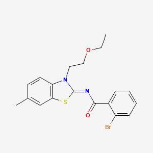 molecular formula C19H19BrN2O2S B2664473 2-bromo-N-[3-(2-ethoxyethyl)-6-methyl-1,3-benzothiazol-2-ylidene]benzamide CAS No. 865162-03-4