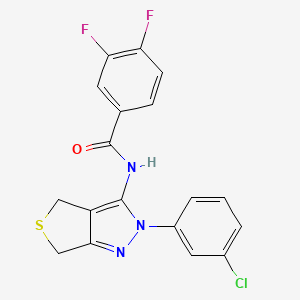 molecular formula C18H12ClF2N3OS B2664482 N-[2-(3-chlorophenyl)-2H,4H,6H-thieno[3,4-c]pyrazol-3-yl]-3,4-difluorobenzamide CAS No. 872596-52-6