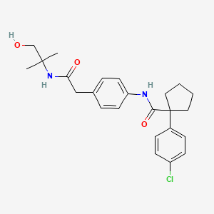 molecular formula C24H29ClN2O3 B2664488 1-(4-chlorophenyl)-N-(4-(2-((1-hydroxy-2-methylpropan-2-yl)amino)-2-oxoethyl)phenyl)cyclopentanecarboxamide CAS No. 1235359-73-5
