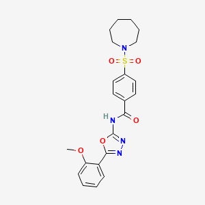 molecular formula C22H24N4O5S B2664489 4-(azepan-1-ylsulfonyl)-N-(5-(2-methoxyphenyl)-1,3,4-oxadiazol-2-yl)benzamide CAS No. 533869-75-9