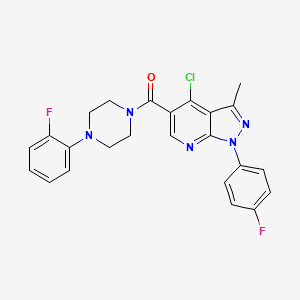 molecular formula C24H20ClF2N5O B2664491 (4-chloro-1-(4-fluorophenyl)-3-methyl-1H-pyrazolo[3,4-b]pyridin-5-yl)(4-(2-fluorophenyl)piperazin-1-yl)methanone CAS No. 899746-62-4