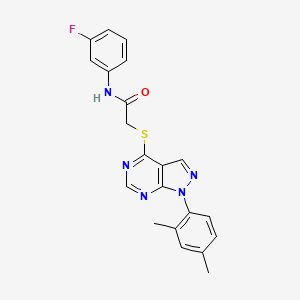 molecular formula C21H18FN5OS B2664492 2-[1-(2,4-dimethylphenyl)pyrazolo[3,4-d]pyrimidin-4-yl]sulfanyl-N-(3-fluorophenyl)acetamide CAS No. 893926-00-6