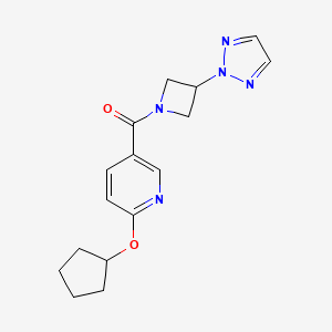 molecular formula C16H19N5O2 B2664500 (6-Cyclopentyloxypyridin-3-yl)-[3-(triazol-2-yl)azetidin-1-yl]methanone CAS No. 2415510-99-3