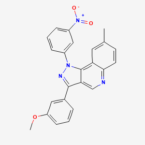 molecular formula C24H18N4O3 B2664508 3-(3-甲氧基苯基)-8-甲基-1-(3-硝基苯基)-1H-吡唑并[4,3-c]喹啉 CAS No. 901005-55-8