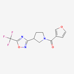 molecular formula C12H10F3N3O3 B2664518 呋喃-3-基(3-(5-(三氟甲基)-1,2,4-噁二唑-3-基)吡咯烷-1-基)甲酮 CAS No. 2034371-78-1