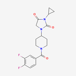 molecular formula C18H19F2N3O3 B2664524 3-环丙基-1-[1-(3,4-二氟苯甲酰)哌啶-4-基]咪唑烷-2,4-二酮 CAS No. 2097891-98-8