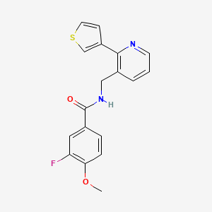 molecular formula C18H15FN2O2S B2664528 3-氟-4-甲氧基-N-((2-(噻吩-3-基)吡啶-3-基)甲基)苯甲酰胺 CAS No. 2034268-67-0