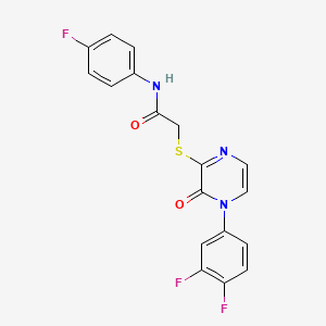 molecular formula C18H12F3N3O2S B2664536 2-[4-(3,4-difluorophenyl)-3-oxopyrazin-2-yl]sulfanyl-N-(4-fluorophenyl)acetamide CAS No. 900007-95-6