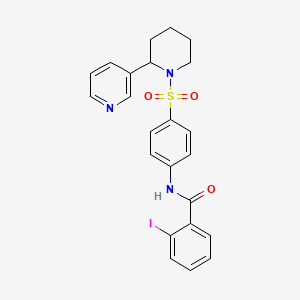 molecular formula C23H22IN3O3S B2664543 2-iodo-N-[4-(2-pyridin-3-ylpiperidin-1-yl)sulfonylphenyl]benzamide CAS No. 393834-90-7