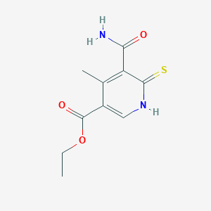 molecular formula C10H12N2O3S B2664557 乙酸乙酯5-(氨基甲酰)-4-甲基-6-硫氧代-1,6-二氢-3-吡啶羧酸甲酯 CAS No. 171113-26-1