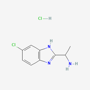 molecular formula C9H11Cl2N3 B2664565 2-(1-Aminoethyl)-5-chlorobenzimidazole Hydrochloride CAS No. 2097800-60-5