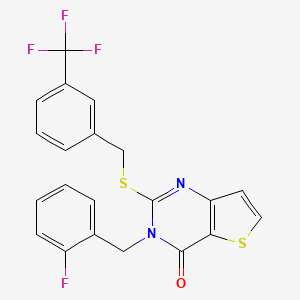 3-(2-fluorobenzyl)-2-{[3-(trifluoromethyl)benzyl]sulfanyl}thieno[3,2-d]pyrimidin-4(3H)-one