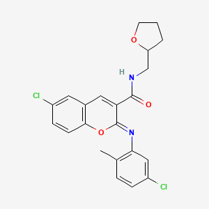 (2Z)-6-chloro-2-[(5-chloro-2-methylphenyl)imino]-N-(tetrahydrofuran-2-ylmethyl)-2H-chromene-3-carboxamide