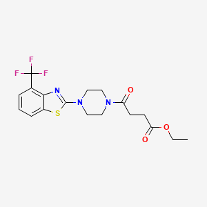 molecular formula C18H20F3N3O3S B2664598 Ethyl 4-oxo-4-(4-(4-(trifluoromethyl)benzo[d]thiazol-2-yl)piperazin-1-yl)butanoate CAS No. 1396625-44-7
