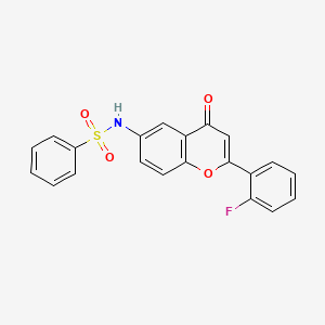 molecular formula C21H14FNO4S B2664602 N-[2-(2-fluorophenyl)-4-oxo-4H-chromen-6-yl]benzenesulfonamide CAS No. 923186-75-8
