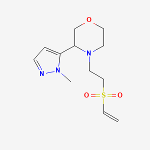 molecular formula C12H19N3O3S B2664607 4-(2-Ethenylsulfonylethyl)-3-(2-methylpyrazol-3-yl)morpholine CAS No. 2249258-78-2