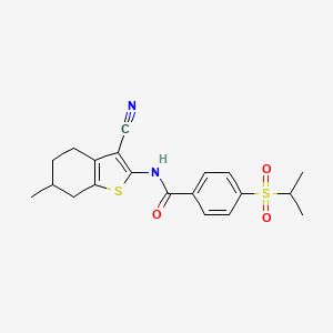 molecular formula C20H22N2O3S2 B2664624 N-(3-cyano-6-methyl-4,5,6,7-tetrahydrobenzo[b]thiophen-2-yl)-4-(isopropylsulfonyl)benzamide CAS No. 899739-19-6